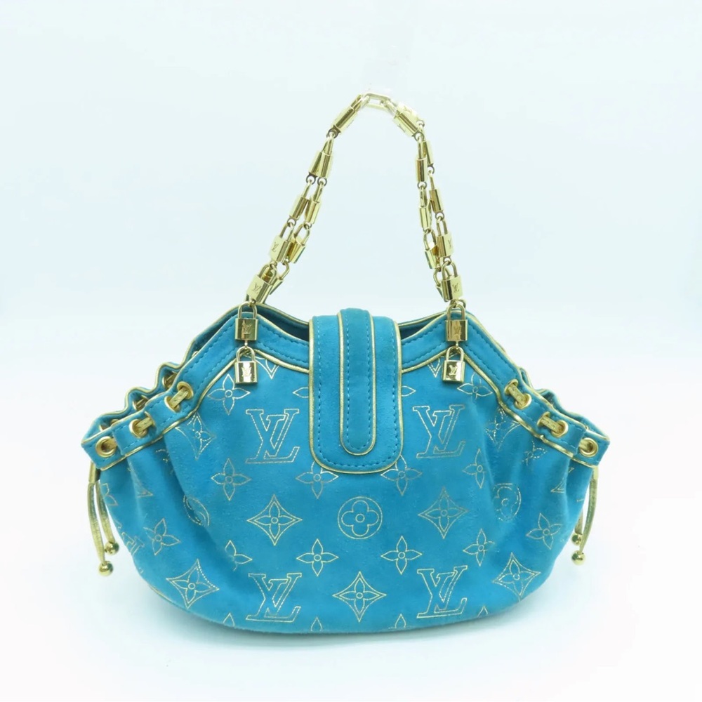 ❤️❤️SOLD❤️❤️ Vuitton Limited Edition Lock Evening Suede Blue - Picture 2 of 10